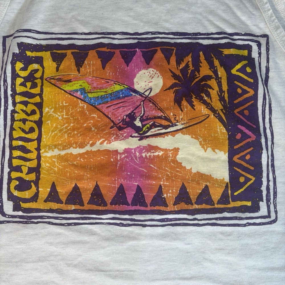 Chubbies Men's The Wind‎ Slammer Tank Top Graphic Sunset Waves Size Medium